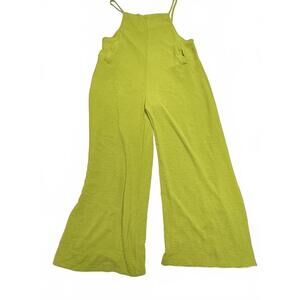 Lime Green Wide Leg Pants High Waisted Flowy Trousers Neon Festival Boho M